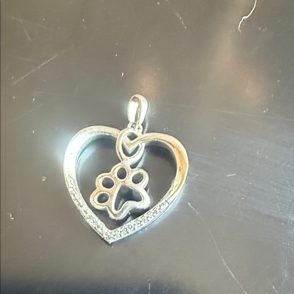 3 Silver Heart Charms with Paw and Angel Designs - Picture 3 of 8